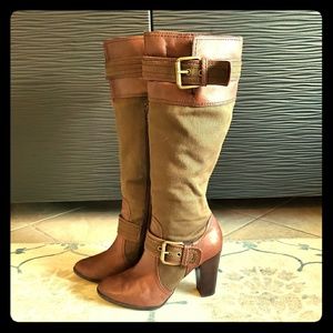 Tall leather/canvas boot Size 8 Nine West